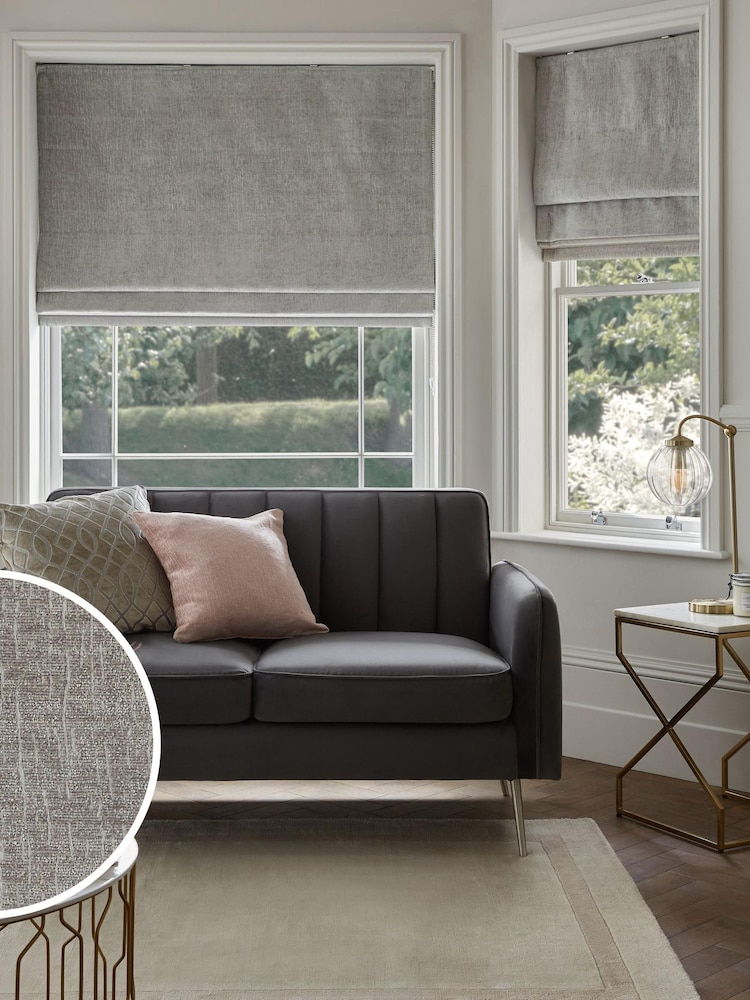 Silver Grey Ready Made Roman Blind Heavyweight Lined Chenille - Image 1 of 6