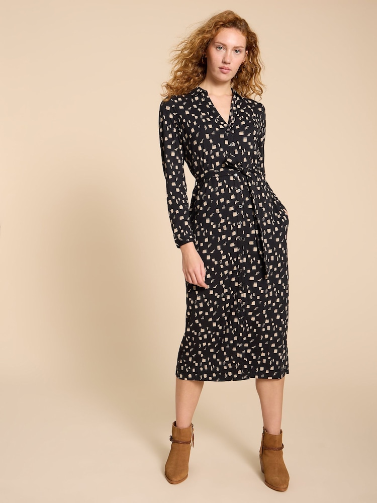 White Stuff Black Jersey Annie Shirt Dress - Image 1 of 7