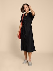 White Stuff Black Beth Linen Blend Shirt Dress - Image 3 of 7
