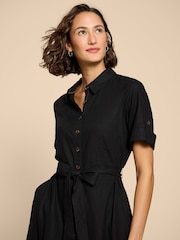 White Stuff Black Beth Linen Blend Shirt Dress - Image 4 of 7