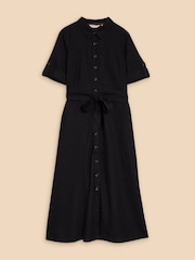 White Stuff Black Beth Linen Blend Shirt Dress - Image 5 of 7