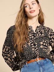 White Stuff Black EcoVero™ Ari Shirt - Image 1 of 7
