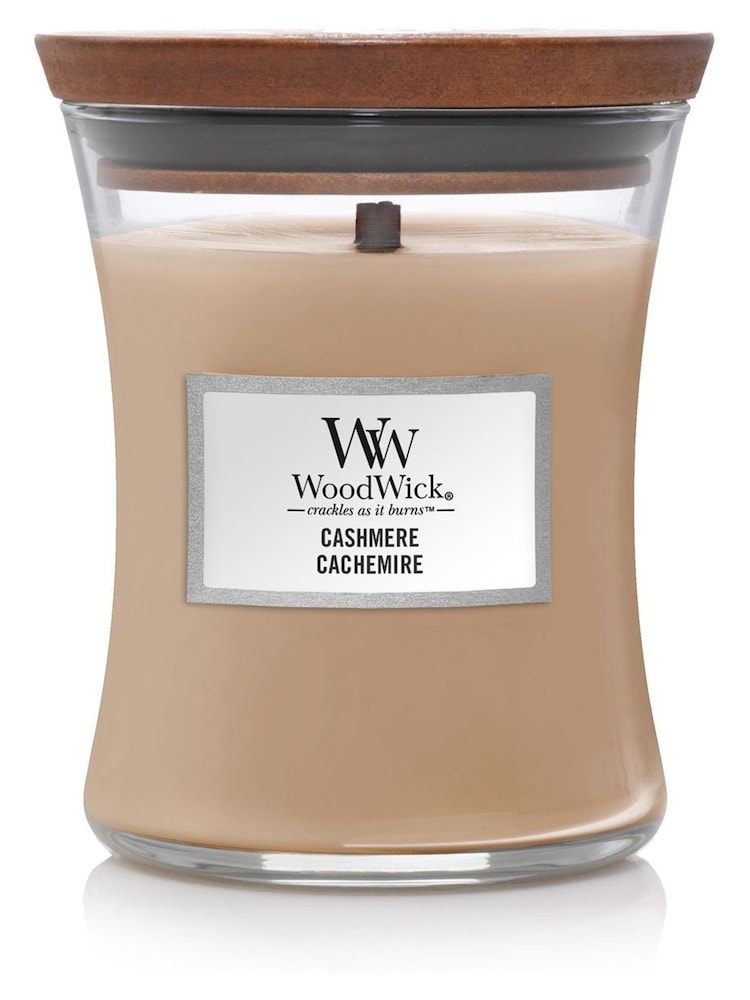 Woodwick Brown Medium Hourglass Scented Candle with Crackle Wick Cashmere - Image 2 of 2