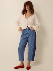 Monsoon Blue Natalie Contrast Barrel Jeans - Image 1 of 3