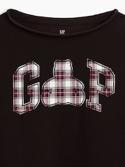 Braun Kariert - Gap Vintage Soft Rolled Neck Off-Shoulder Logo Sweatshirt (4-13yrs) - Bild 4 von 5