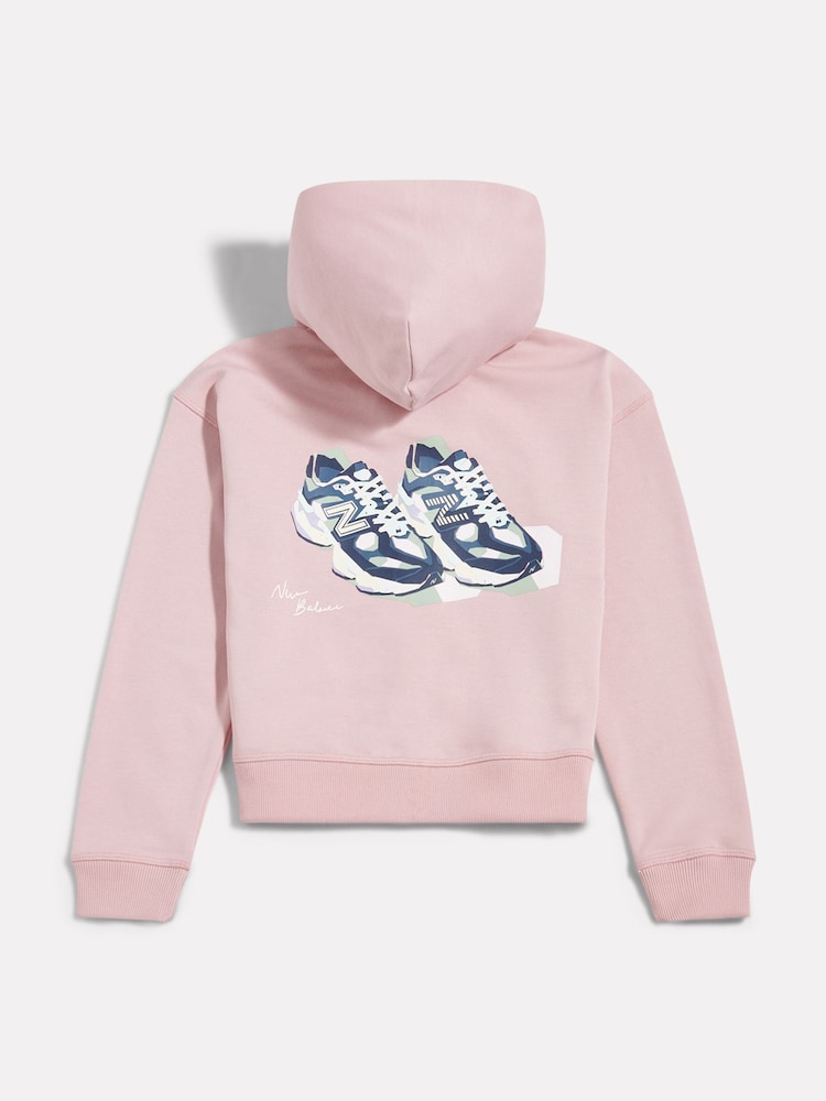 New Balance Pink 9060 Graphic Cropped Zip Hoodie - Image 8 of 8