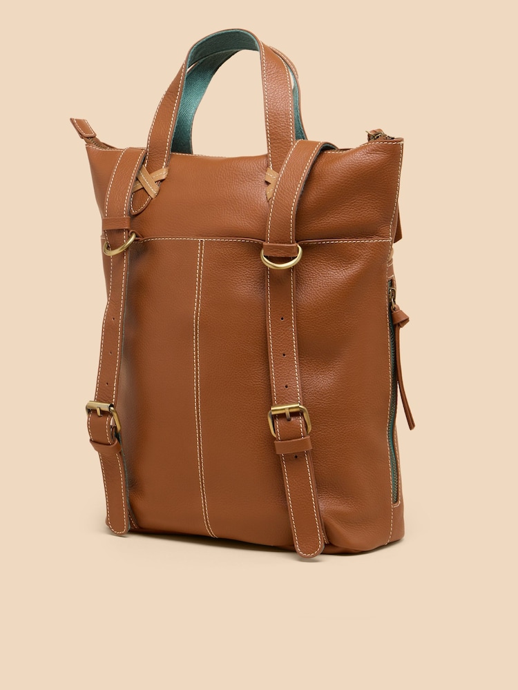 White Stuff Brown Leather Convertible Backpack - Image 2 of 4