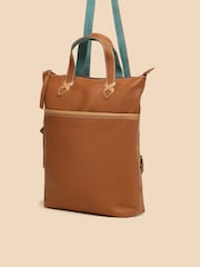 White Stuff Brown Leather Convertible Backpack - Image 3 of 4