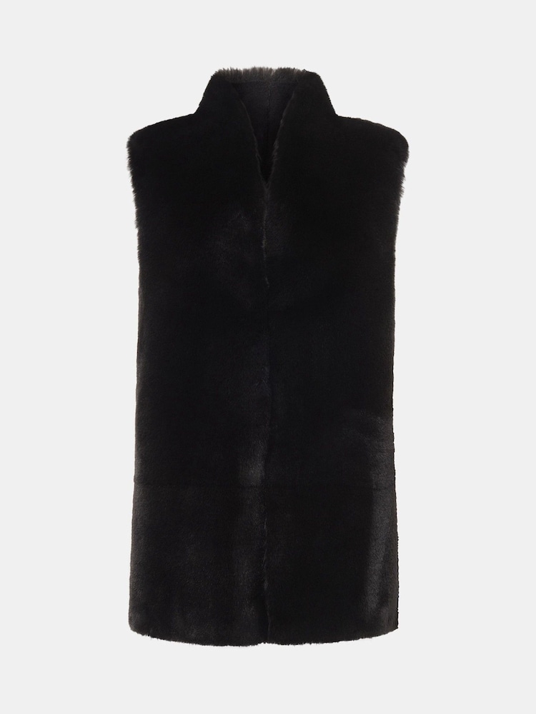 Whistles Black Faux Fur Gilet - Image 5 of 5