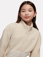 New Balance Cream Borg Zip Jacket - Image 4 of 8