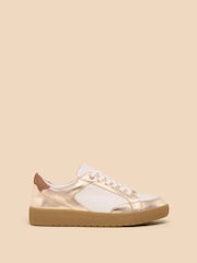 White Stuff Gold Dahlia Leather Trainers - Image 1 of 5