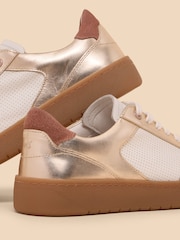 White Stuff Gold Dahlia Leather Trainers - Image 4 of 5