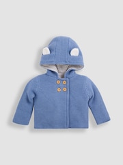 JoJo Maman Bébé Denim Blue Bear Hooded Baby Cardigan - Image 1 of 4