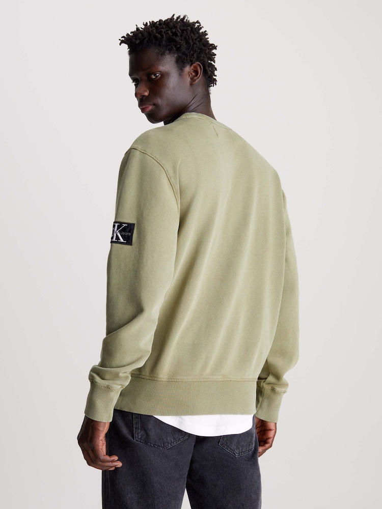 Calvin Klein Green Badge Crew Neck Jumper - Image 2 of 3