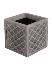 Charles Bentley Pair of Lazio Square Pewter Garden Planters - Image 3 of 5