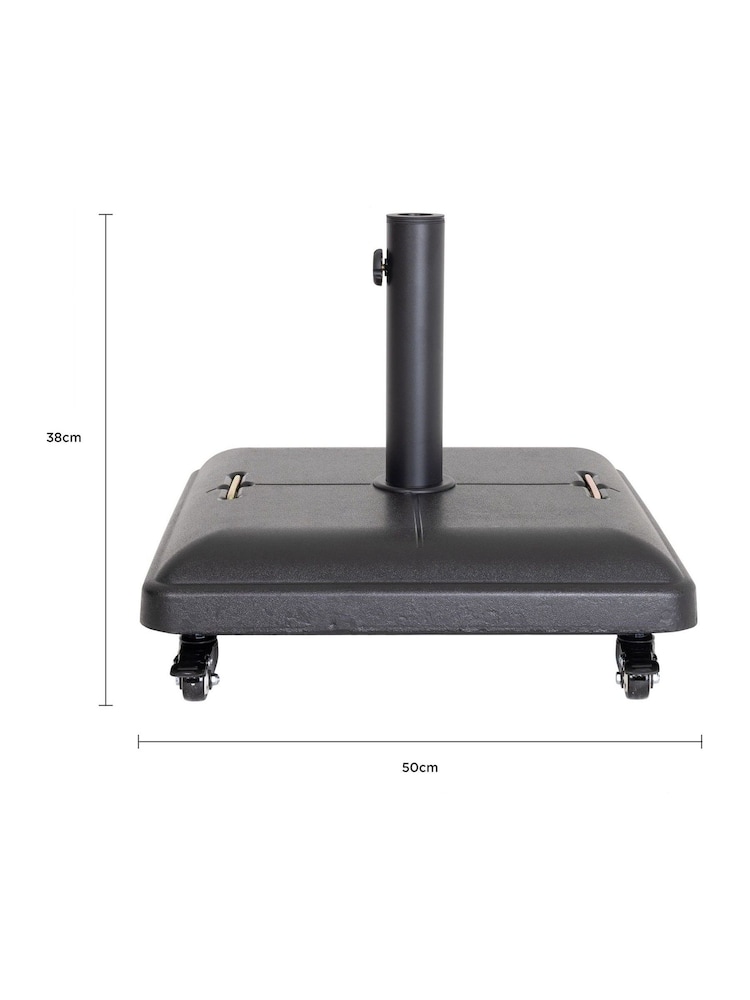 Charles Bentley Black Square Concrete Garden Parasol Base with Wheels - Image 6 of 6