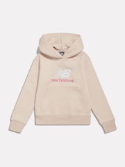 New Balance Cream Brush Back Stacked Logo Hoodie - Image 1 of 3