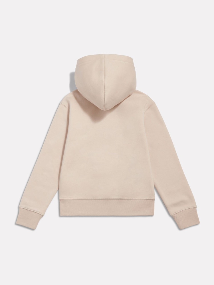 New Balance Cream Brush Back Stacked Logo Hoodie - Image 2 of 3 New Balance Cream Brush Back Stacked Logo Hoodie - Image 2 of 3