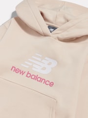 New Balance Cream Brush Back Stacked Logo Hoodie - Image 3 of 3
