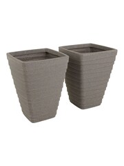 Charles Bentley Pair of Tall Square Granite Garden Planters 40cm - Image 2 of 5