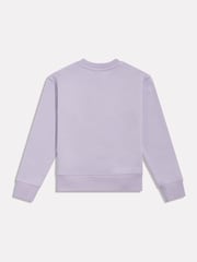 New Balance Purple Girls Brush Back Stacked Logo Crew Neck Sweat Top - Image 2 of 3
