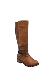 Lotus Brown Zip-Up Knee-High Boots - Image 1 of 3
