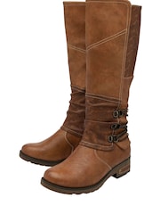 Lotus Brown Zip-Up Knee-High Boots - Image 2 of 3