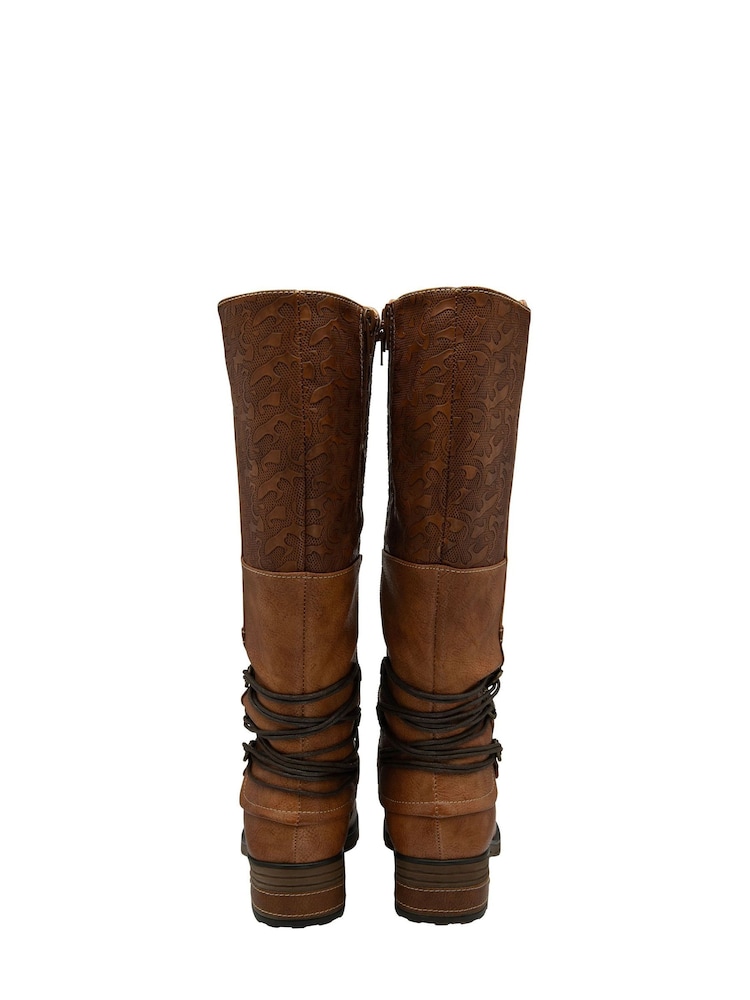 Lotus Brown Zip-Up Knee-High Boots - Image 3 of 3