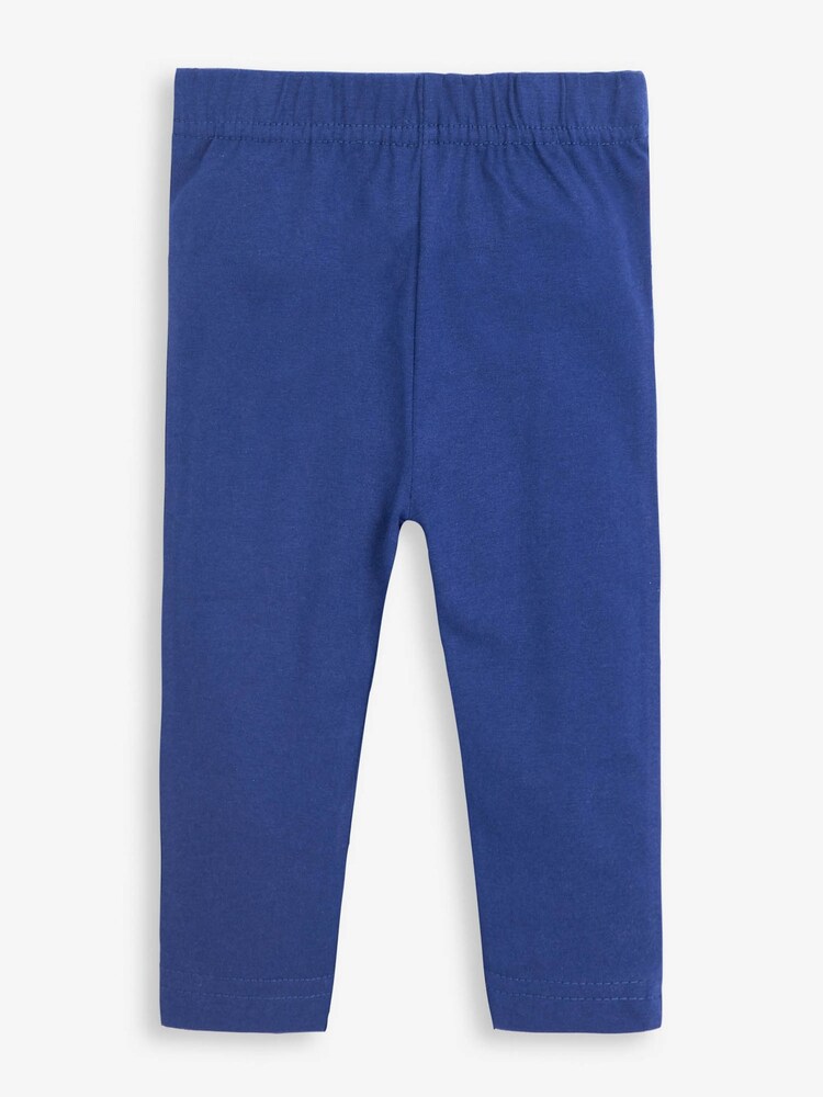 JoJo Maman Bébé Pink 2-Pack Girls' Pretty Strawberry Print & Blue Cropped Leggings - Image 2 of 5