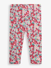 JoJo Maman Bébé Pink 2-Pack Girls' Pretty Strawberry Print & Blue Cropped Leggings - Image 3 of 5