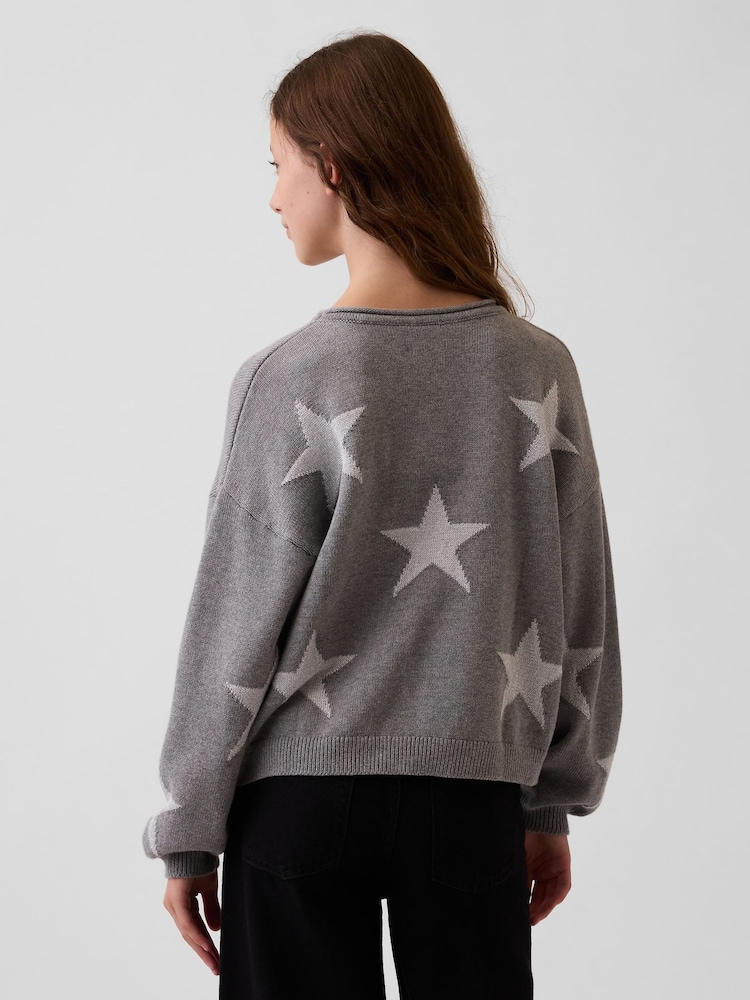 Gap Grey Star Oversized Rolled Neck Jumper (4-13yrs) - Image 2 of 5 Gap Grey Star Oversized Rolled Neck Jumper (4-13yrs) - Image 2 of 5