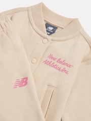 New Balance Cream Varsity Bomber Jacket & Joggers Set - Image 3 of 3