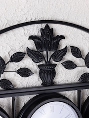 Charles Bentley Black Outdoor Garden Wall Clock with Thermometer Hygrometer - Image 3 of 6