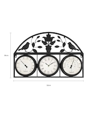 Charles Bentley Black Outdoor Garden Wall Clock with Thermometer Hygrometer - Image 6 of 6