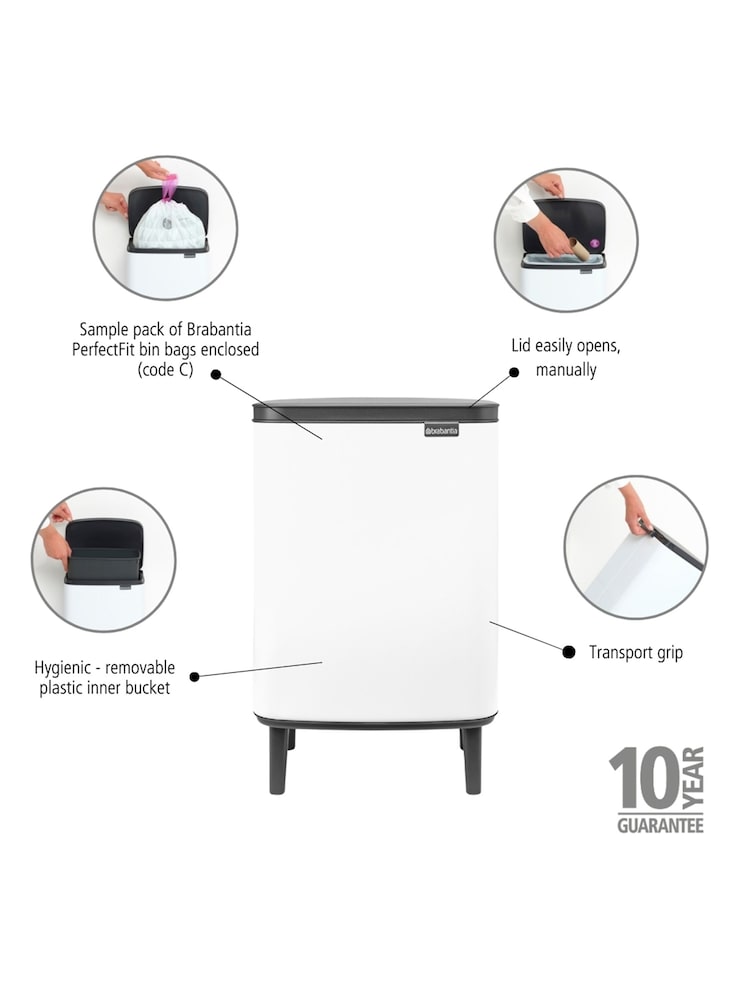 Brabantia White Bo Waste Bin Hi 12L - Image 5 of 11