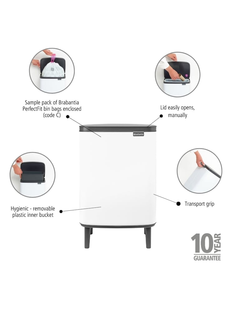 Brabantia White Bo Waste Bin Hi 12L - Image 7 of 11