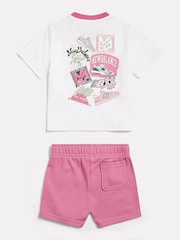 New Balance White Sticker Graphic T-Shirt & Shorts Set - Image 2 of 4