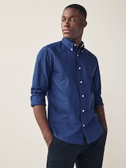 Cobalt Blue Regular Fit Long Sleeve Oxford 100% Cotton Shirt - Image 1 of 7