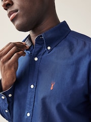 Cobalt Blue Regular Fit Long Sleeve Oxford 100% Cotton Shirt - Image 3 of 7