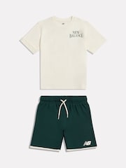 New Balance Cream Athletics Arched T-Shirt & Shorts Set - Image 7 of 9