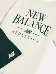New Balance Cream Athletics Arched T-Shirt & Shorts Set - Image 9 of 9