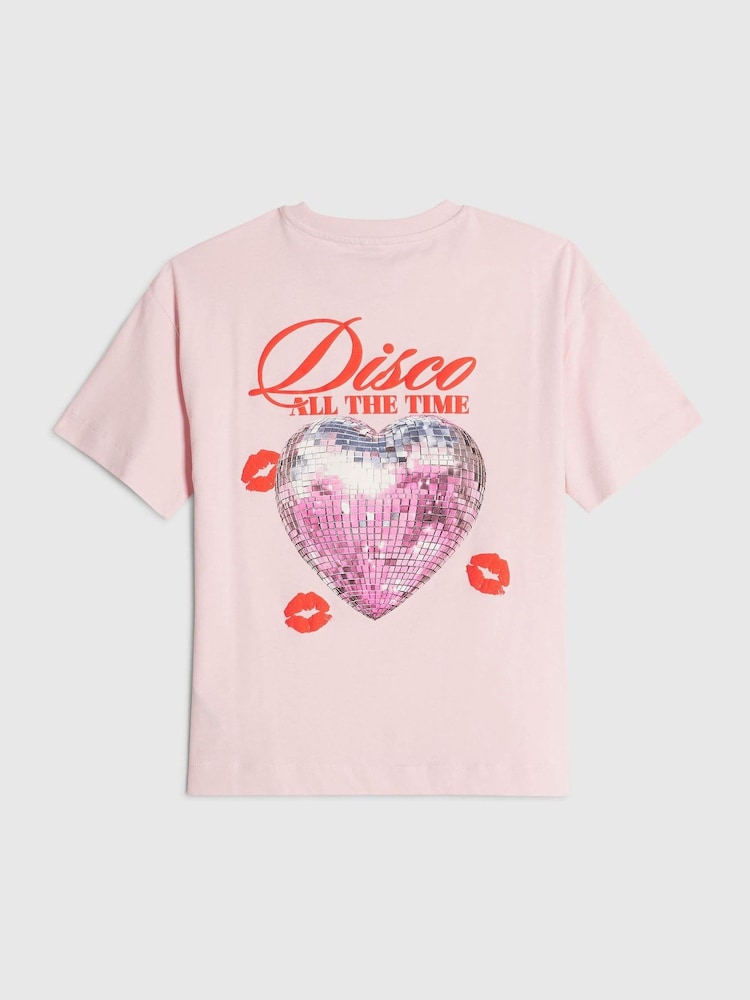 River Island Pink Disco Occasionally T-Shirt - Image 1 of 4 River Island Pink Disco Occasionally T-Shirt - Image 1 of 4