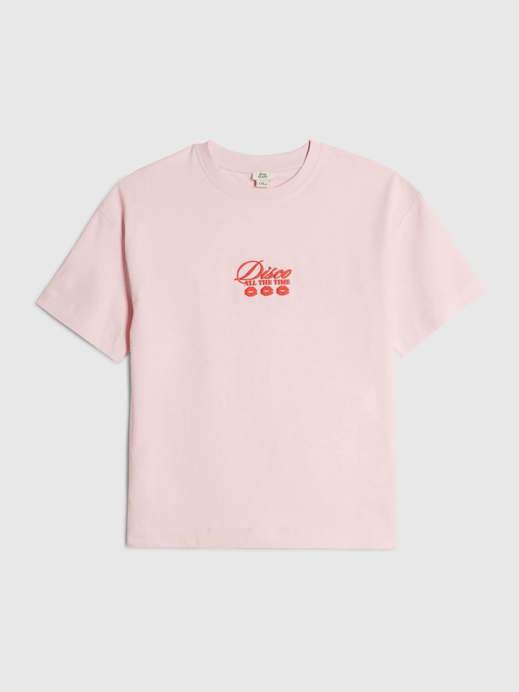 River Island Pink Disco Occasionally T-Shirt - Image 2 of 4 River Island Pink Disco Occasionally T-Shirt - Image 2 of 4