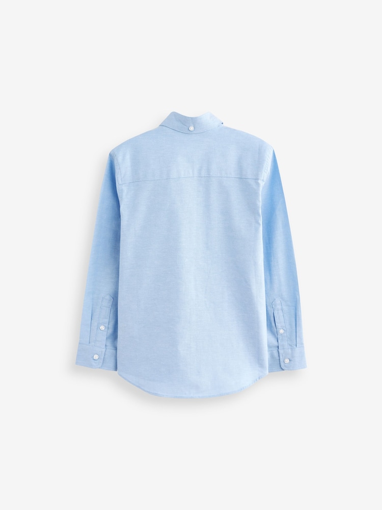 Blue Plain Single Oxford Shirt (3-16yrs) - Image 3 of 4