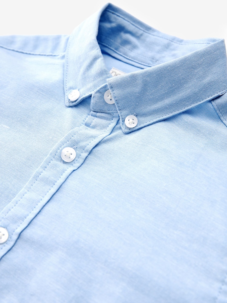 Blue Plain Single Oxford Shirt (3-16yrs) - Image 4 of 4
