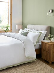 White/Sage Cotton Rich Oxford Duvet Cover and Pillowcase Set - Image 1 of 5