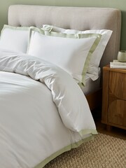 White/Sage Cotton Rich Oxford Duvet Cover and Pillowcase Set - Image 2 of 5