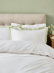 White/Sage Cotton Rich Oxford Duvet Cover and Pillowcase Set - Image 3 of 5