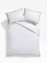 White/Sage Cotton Rich Oxford Duvet Cover and Pillowcase Set - Image 4 of 5