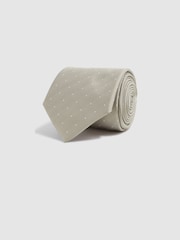 Reiss Champagne Liam Polka Dot Silk Tie - Image 3 of 5